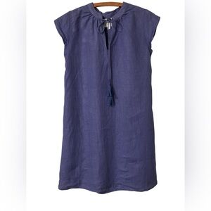 Pomegranate Linen Dress Size S Cotton Cornflower Periwinkle Blue Summer Beach